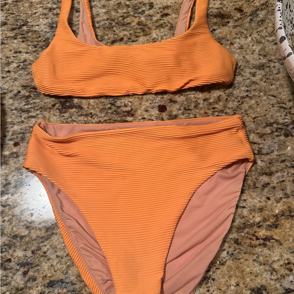 J CrewOrange Ribbed Bikini Set